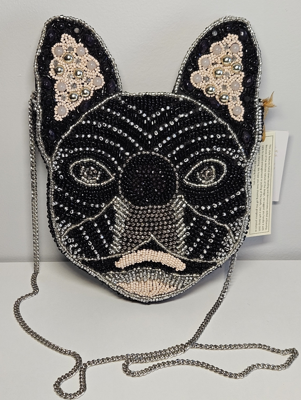 From India to You... French Bulldog Hand-Beaded Crossbody Bag, Gorgeous